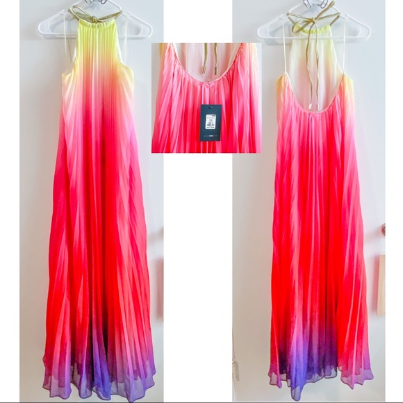 NWT FashionNova Ombré Sunset Maxi Pleated Size S - Picture 2 of 3